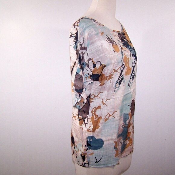 Misslook Shirt Top Generous Size Small Stretch Short Sleeve Watercolor Blouse - Picture 5 of 9